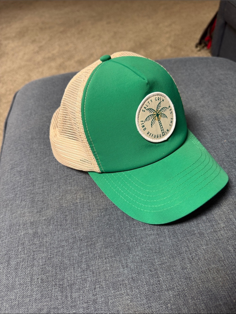 Salty Crew Green and Tan Mesh Trucker Hat